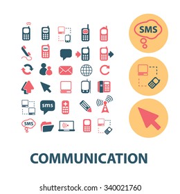 comunicación, conexión, tecnología, íconos móviles, señales de vectores conjunto de concepto para infografías, móviles, sitios web, aplicación
