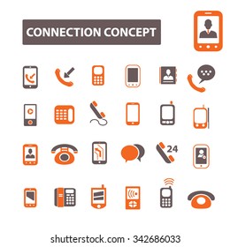 Kommunikation, Verbindung, Technologie, mobile Symbole, Vektorgrafiken-Konzept-Set für Infografiken, Mobilfunk, Website, Anwendung
