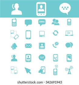 comunicación, conexión, tecnología, iconos móviles, señales vectoriales establecidos para infografías, móviles, sitios web, aplicaciones
