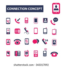 communication, connection, technology, mobile  icons, signs vector concept set for infographics, mobile, website, application
