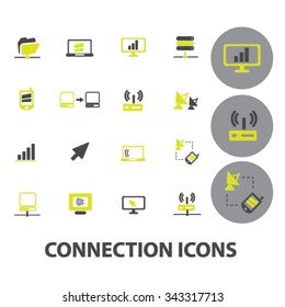 communication, connection, technology, mobile  icons, signs vector concept set for infographics, mobile, website, application
