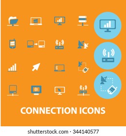 communication, connection, technology, mobile  icons, signs vector concept set for infographics, mobile, website, application
