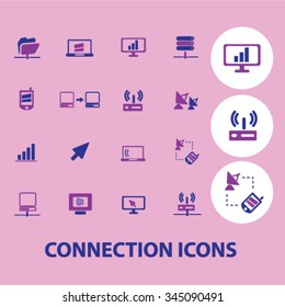 comunicación, conexión, tecnología, íconos móviles, señales de vectores conjunto de concepto para infografías, móviles, sitios web, aplicación

