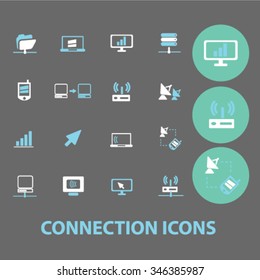Kommunikation, Verbindung, Technologie, mobile Symbole, Vektorgrafiken-Konzept-Set für Infografiken, Mobilfunk, Website, Anwendung
