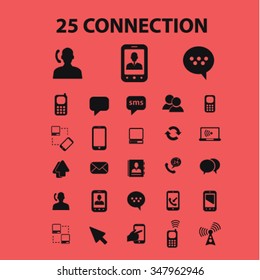 comunicación, conexión, tecnología, íconos móviles, señales de vectores conjunto de concepto para infografías, móviles, sitios web, aplicación