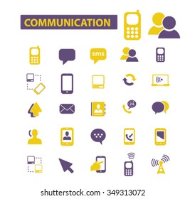 comunicación, conexión, tecnología, íconos móviles, señales de vectores conjunto de concepto para infografías, móviles, sitios web, aplicación
