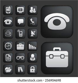 communication, connection, technology mobile isolated buttons, icons, signs, illustrations concept set on background. vector