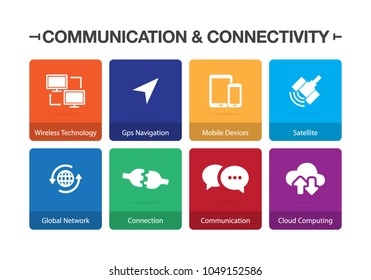 Communication Connectivity Infographic Icon Set