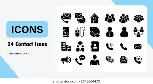 The Communication and Contact Icons with solid fill style