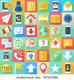 Communication and Contact Notebook Icon Round Flat Vector Art Design Color Background.