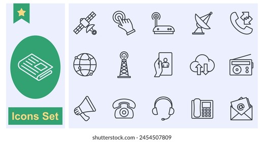Communication Contact us concept icon set symbol collection, logo isolated vector illustration