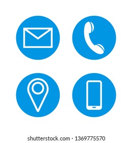 Comunicación y contacto de iconos vectoriales en un fondo circular