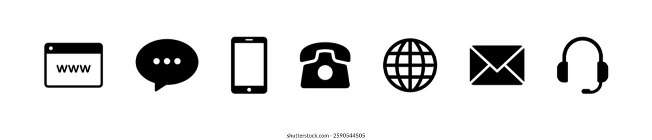 Communication and Contact Vector Icons Set
