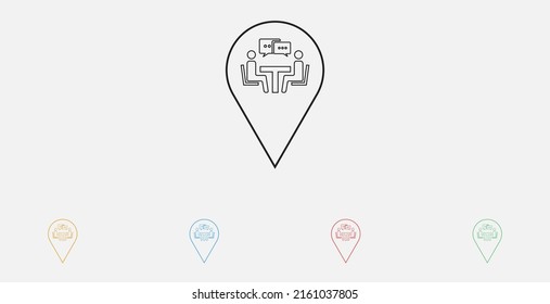Comunicación, icono de conversación en la ubicación. Dos personas hablando icono en la ubicación. Glifo simple, elemento de ilustración plana de iconos de temas de personas