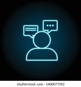 communication, conversation neon icon. Simple thin line, outline vector of Business global icons for UI and UX, website or mobile application on dark blue gradient background