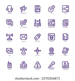 Communication Core icon pack for your website, mobile, presentation, and logo design. Communication Core icon basic line gardient design. Vector graphics illustration and editable stroke.