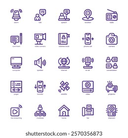 Communication Core icon pack for your website, mobile, presentation, and logo design. Communication Core icon basic line gardient design. Vector graphics illustration and editable stroke.