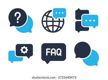 Communication and Customer Support icon set. Solid glyph series icons