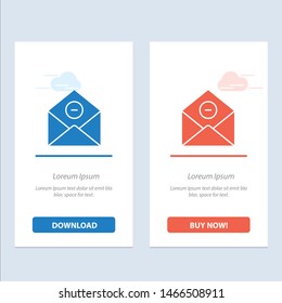Communication, Delete, Delete-Mail, Email  Blue and Red Download and Buy Now web Widget Card Template. Vector Icon Template background