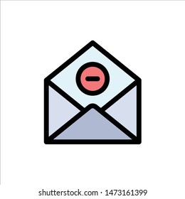 Communication, Delete, Delete-Mail, Email  Flat Color Icon. Vector icon banner Template
