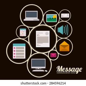Communication design over black background, vector illustration