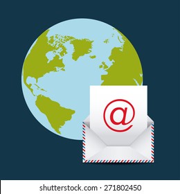 Communication design over blue background, vector illustration