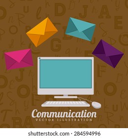 Communication design over brown background, vector illustration