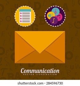 Communication design over brown background, vector illustration