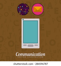 Communication design over brown background, vector illustration