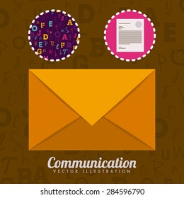 Communication design over brown background, vector illustration