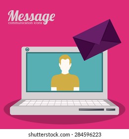 Communication design over pink background, vector illustration
