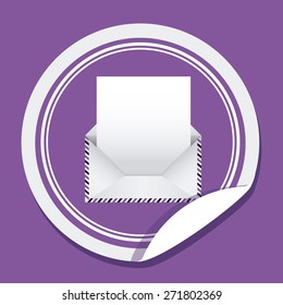 Communication design over purple background, vector illustration
