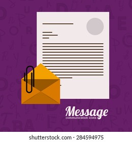 Communication design over purple background, vector illustration