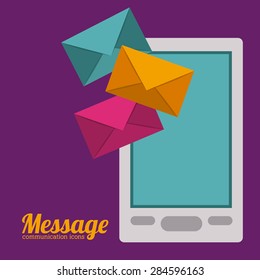 Communication design over purple background, vector illustration