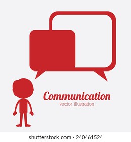 Communication design over red background, vector illustration.