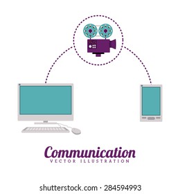 Communication design over white background, vector illustration