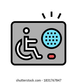 Kommunikationsgerät für behinderten Farbsymbol-Vektorgrafik. Kommunikationsgerät für Behindertenzeichen. einzelne Symbolillustration