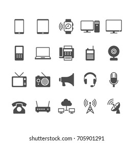 Communication device flat icons.