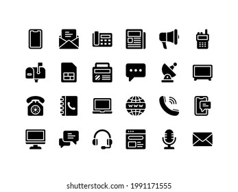 Communication Device Glyph Icon Set