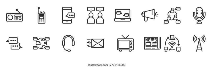 Conjunto de ícones do dispositivo de comunicação.Ilustração do vetor