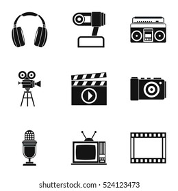 Communication device icons set. Simple illustration of 9 communication device vector icons for web