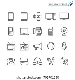 Communication device line icons. Editable stroke. Pixel perfect.