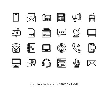 Communication Device Outline Icon Set