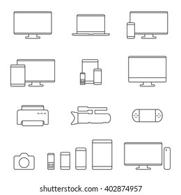 Communication Device Outline Web Icons Set