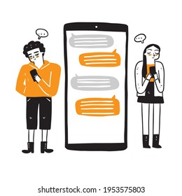 Communication, dialog, conversation on an online forum and internet chatting concept. Vector illustration.