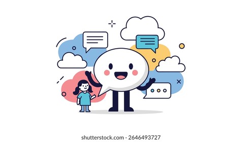 Comunicação e diálogo ilustração de vetor de design plano para apresentações e materiais de promoção