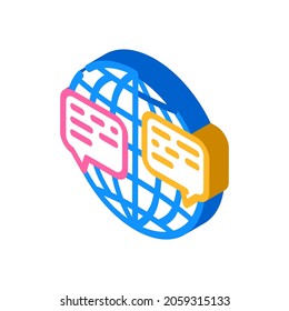communication from different place of world isometric icon vector. communication from different place of world sign. isolated symbol illustration