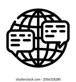 Kommunikation von verschiedenen Orten der Welt Linie Symbol Vektorgrafik. Kommunikation von verschiedenen Orten der Welt Zeichen. isoliertes Kontursymbol