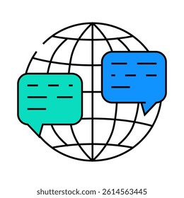 communication from different place of world line icon vector. communication from different place of world sign. isolated symbol illustration