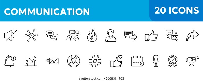 Iconos de comunicación e interacciones digitales colección 